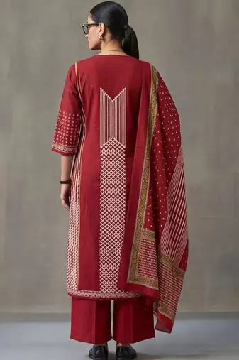 floral printed straight cotton kurta & trousers sets
