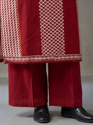 floral printed straight cotton kurta & trousers sets 4