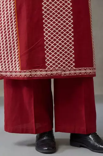 floral printed straight cotton kurta & trousers sets