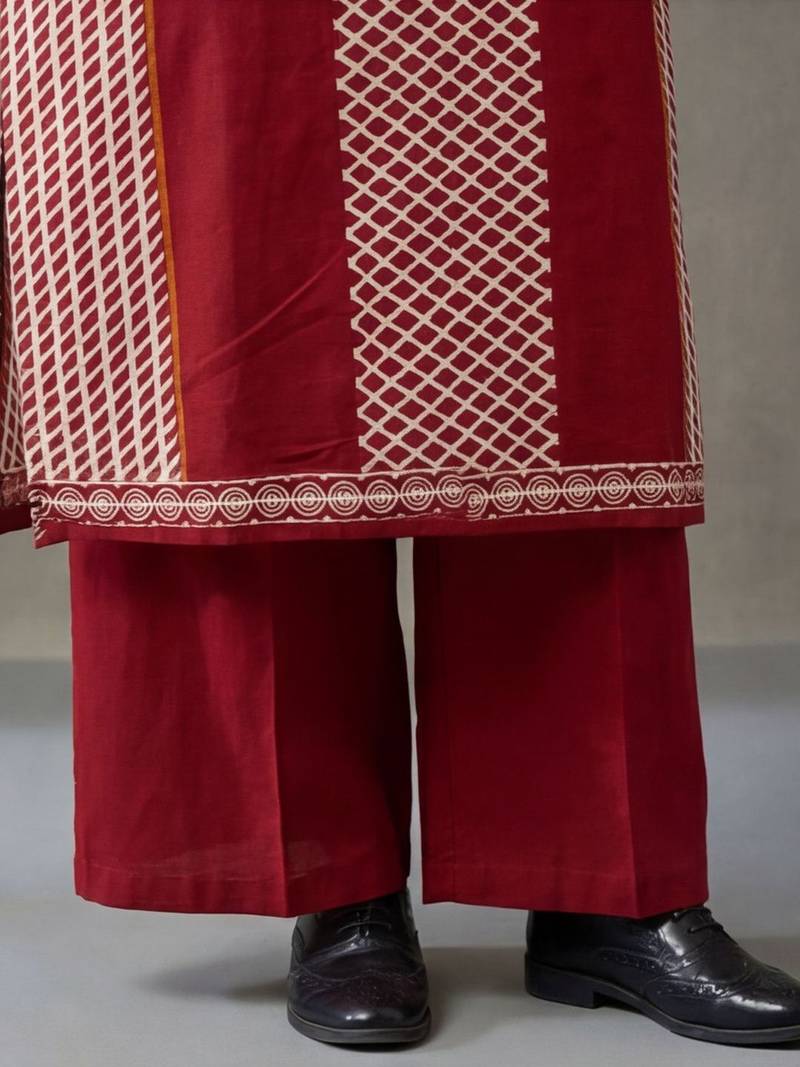 floral printed straight cotton kurta & trousers sets