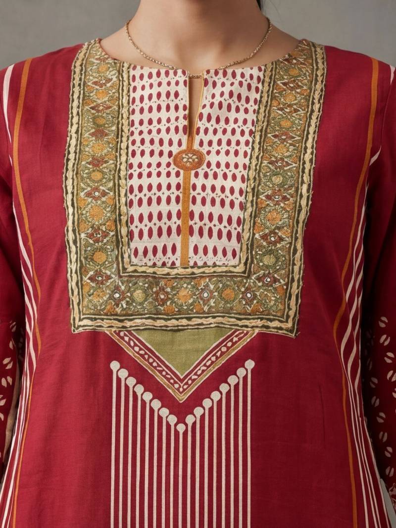 floral printed straight cotton kurta & trousers sets