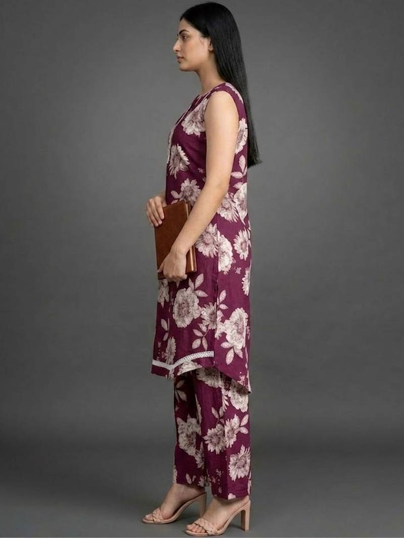 everyday classic women floral printed regular cotton kurta with palazzos
