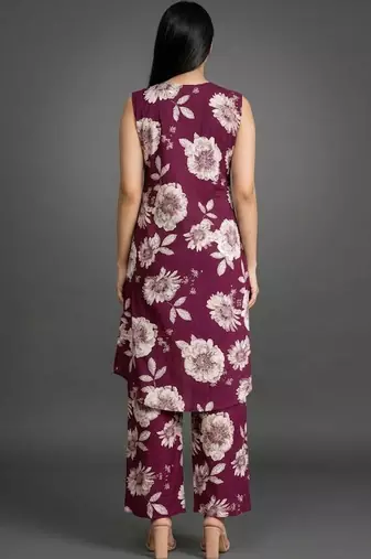 everyday classic women floral printed regular cotton kurta with palazzos