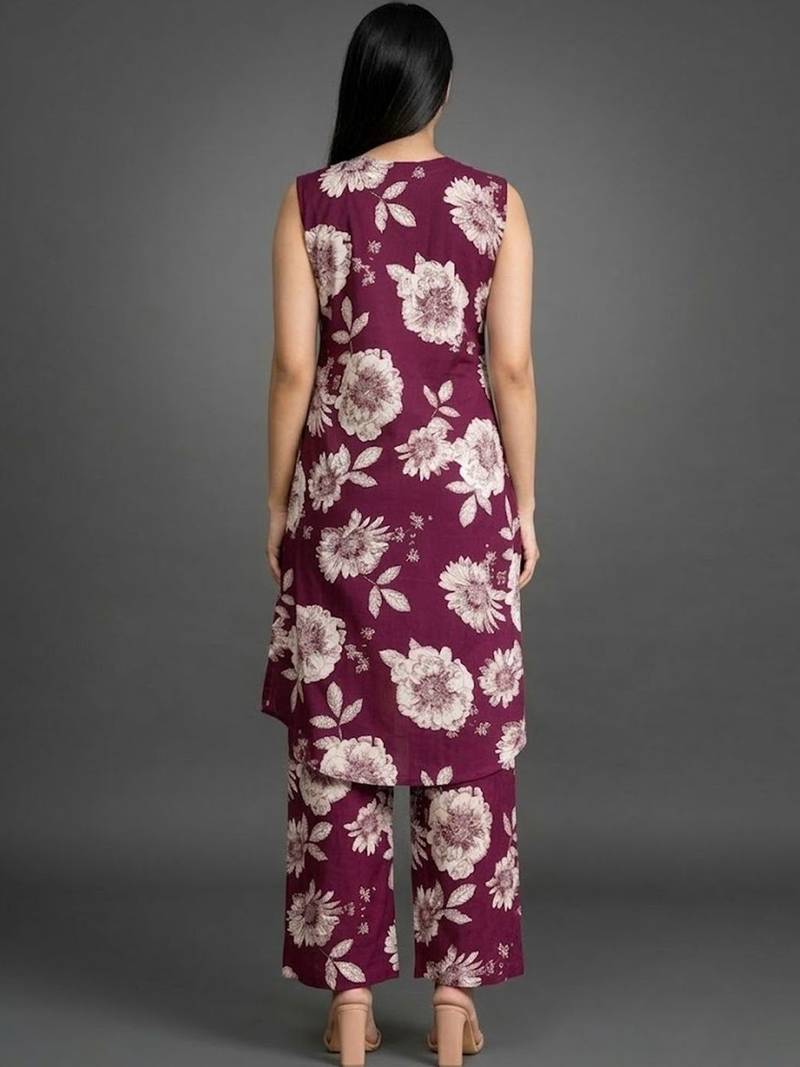 everyday classic women floral printed regular cotton kurta with palazzos