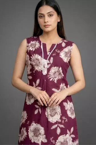 everyday classic women floral printed regular cotton kurta with palazzos
