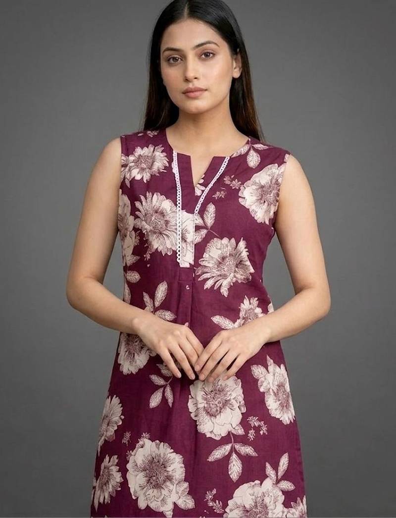 everyday classic women floral printed regular cotton kurta with palazzos