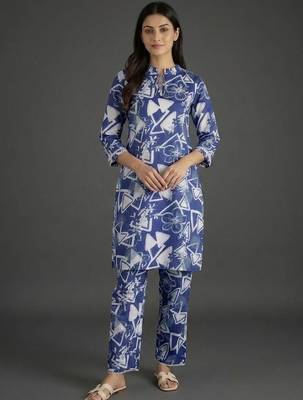 tailored women printed regular kurta with trousers 6