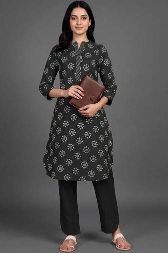 everyday classic women ethnic motifs printed regular kurta with trousers