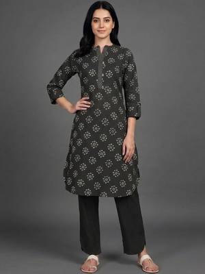 everyday classic women ethnic motifs printed regular kurta with trousers 4
