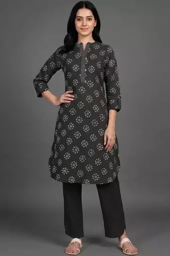 everyday classic women ethnic motifs printed regular kurta with trousers