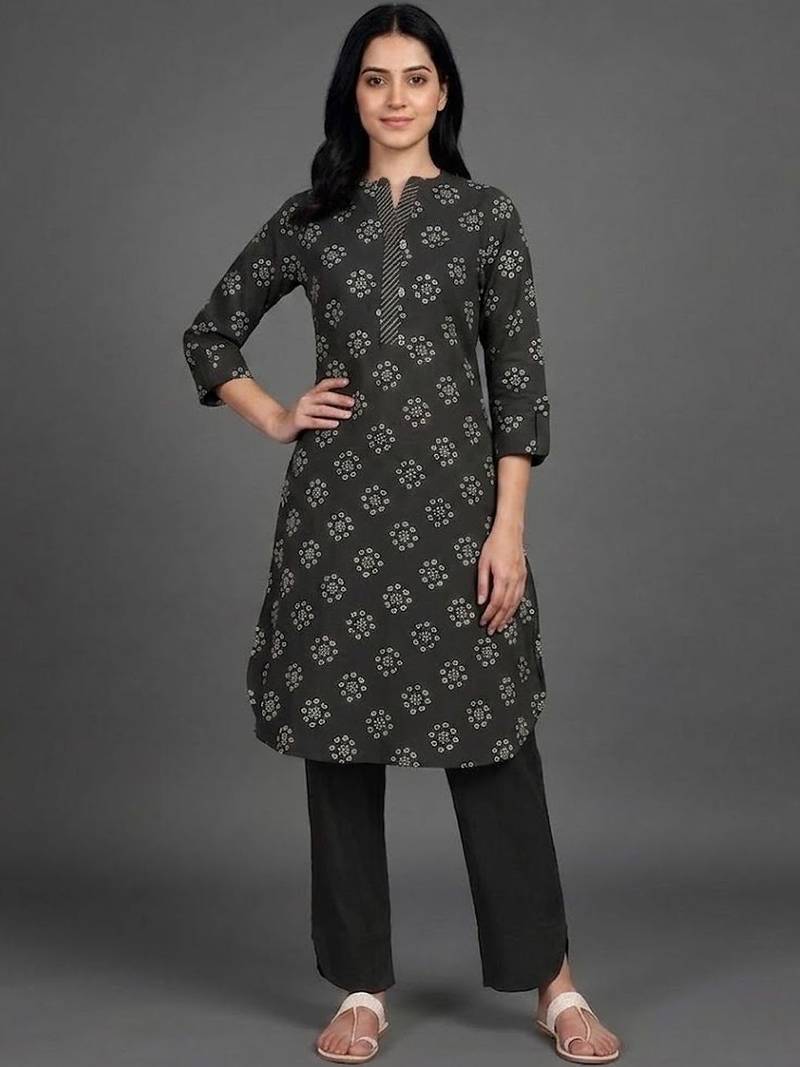 everyday classic women ethnic motifs printed regular kurta with trousers