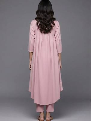 smart women empire silk crepe kurta with trousers 3