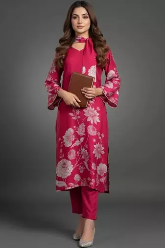 formal women floral printed regular chanderi silk kurta with trousers & with dupatta