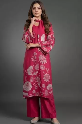 formal women floral printed regular chanderi silk kurta with trousers & with dupatta