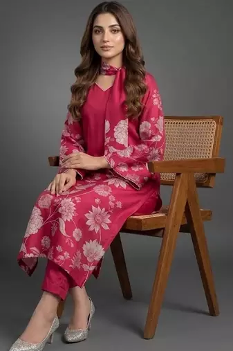 formal women floral printed regular chanderi silk kurta with trousers & with dupatta