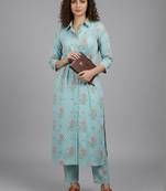 smart women floral printed regular kurta with trousers