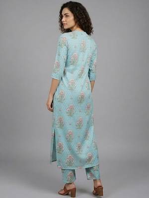 smart women floral printed regular kurta with trousers 3