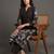 office-wear women floral printed regular chanderi silk kurta with trousers