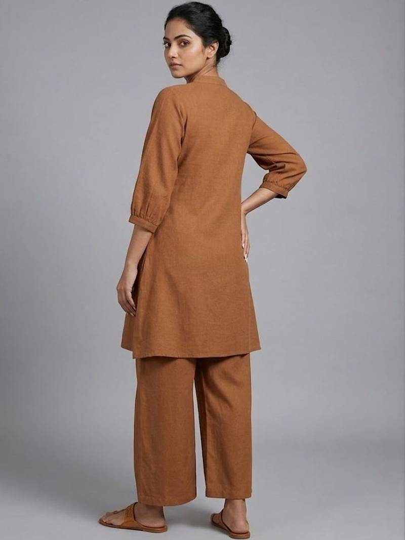 smart women ethnic motifs embroidered regular thread work kurta with palazzos