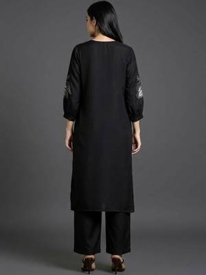 structured workwear women ethnic motifs embroidered regular thread work kurta with palazzos 3