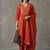 floral embroidered a-line cotton kurta & trousers sets