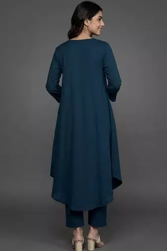 everyday classic women tiered silk crepe kurta with trousers