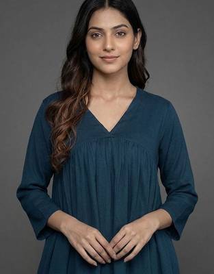 everyday classic women tiered silk crepe kurta with trousers 6
