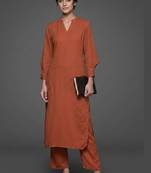 formal women regular silk crepe kurta with trousers