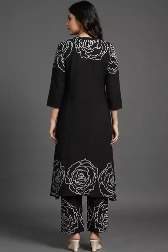 smart women floral printed regular cotton kurta with palazzos