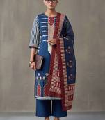 floral embroidered straight cotton kurta & trousers sets