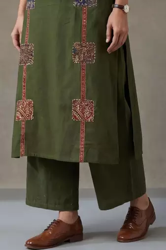 floral printed straight cotton kurta & trousers sets