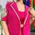 Bold pink blazer with drape skirt