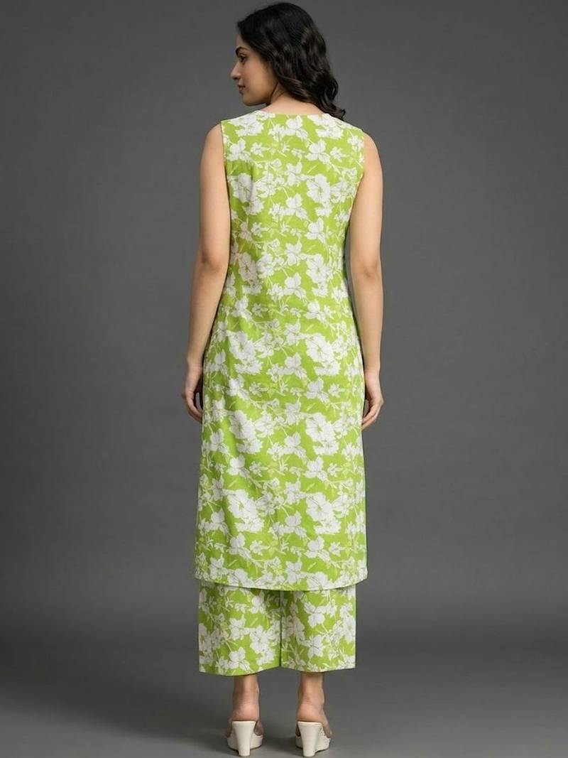 smart women floral printed regular kurta with palazzos
