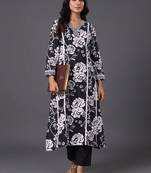 formal women floral printed panelled cotton kurta with trousers