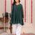 Emerald green crinkled peplum kurta set