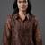 tailored women floral printed regular chanderi silk kurta with trousers