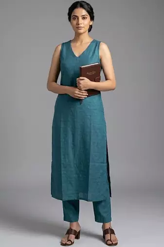 contemporary formal women regular kurta with trousers