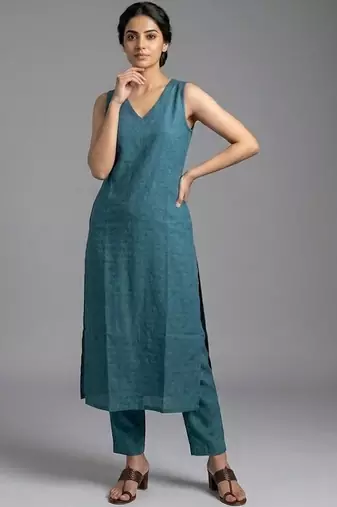 contemporary formal women regular kurta with trousers