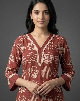 tailored women printed regular kurta with trousers 2