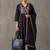 floral embroidered a-line cotton kurta & trousers sets