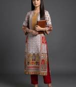 everyday classic women ethnic motifs printed regular chanderi silk kurta with trousers