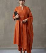 floral embroidered a-line cotton kurta & trousers sets