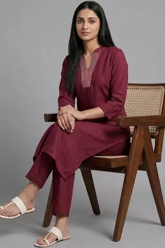 structured workwear women regular kurta with trousers