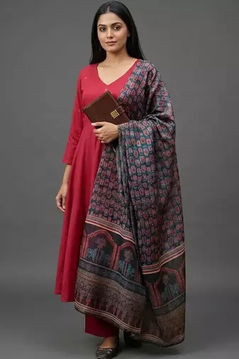 smart women ethnic motifs regular sequinned kurta with trousers & with dupatta