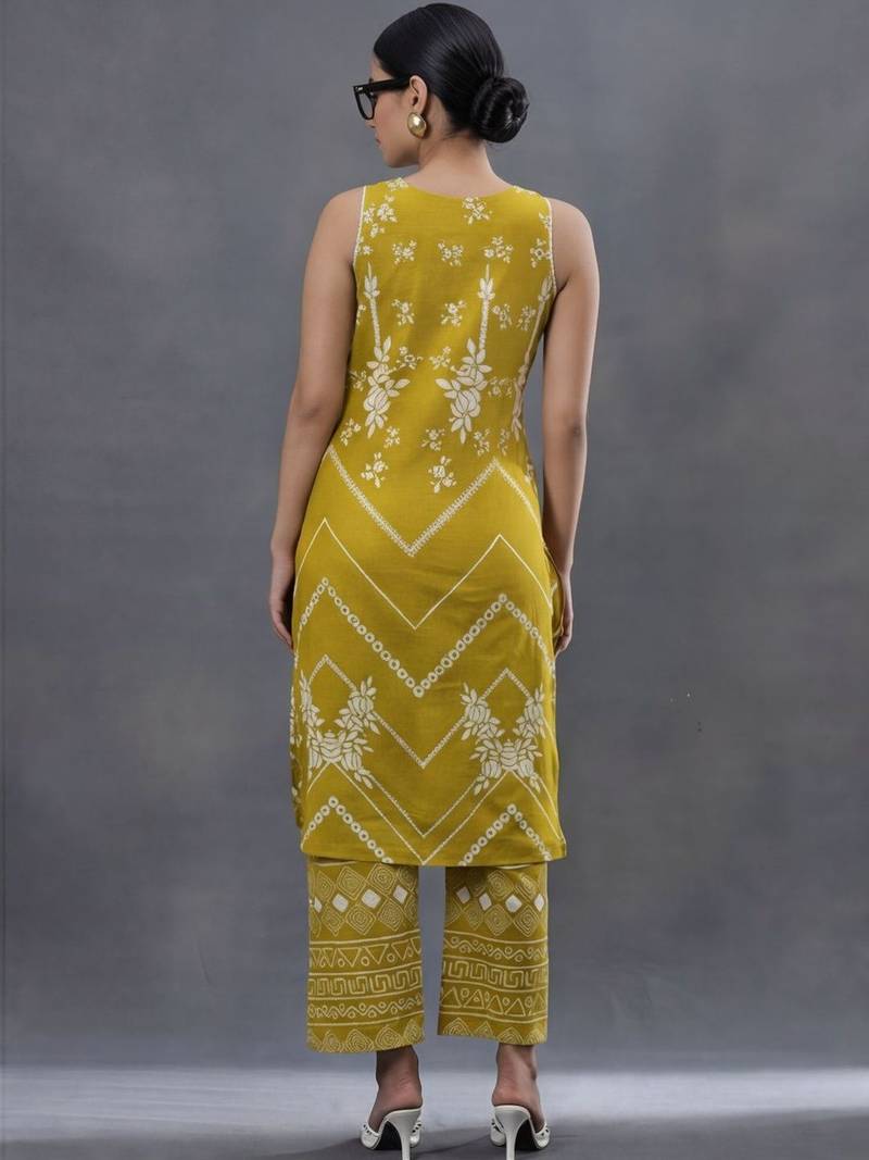 tailored women floral printed regular cotton kurta with palazzos
