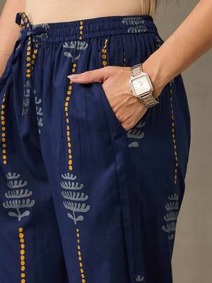 office-wear women ethnic motifs printed regular cotton kurta with trousers & with dupatta 4
