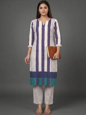 everyday classic women printed regular kurta with trousers 1