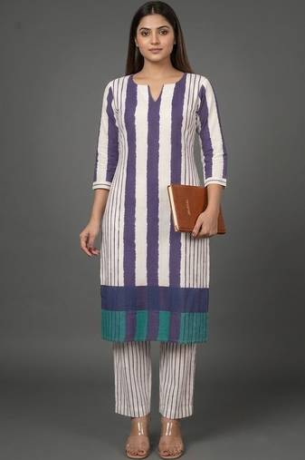 everyday classic women printed regular kurta with trousers