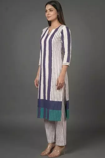 everyday classic women printed regular kurta with trousers