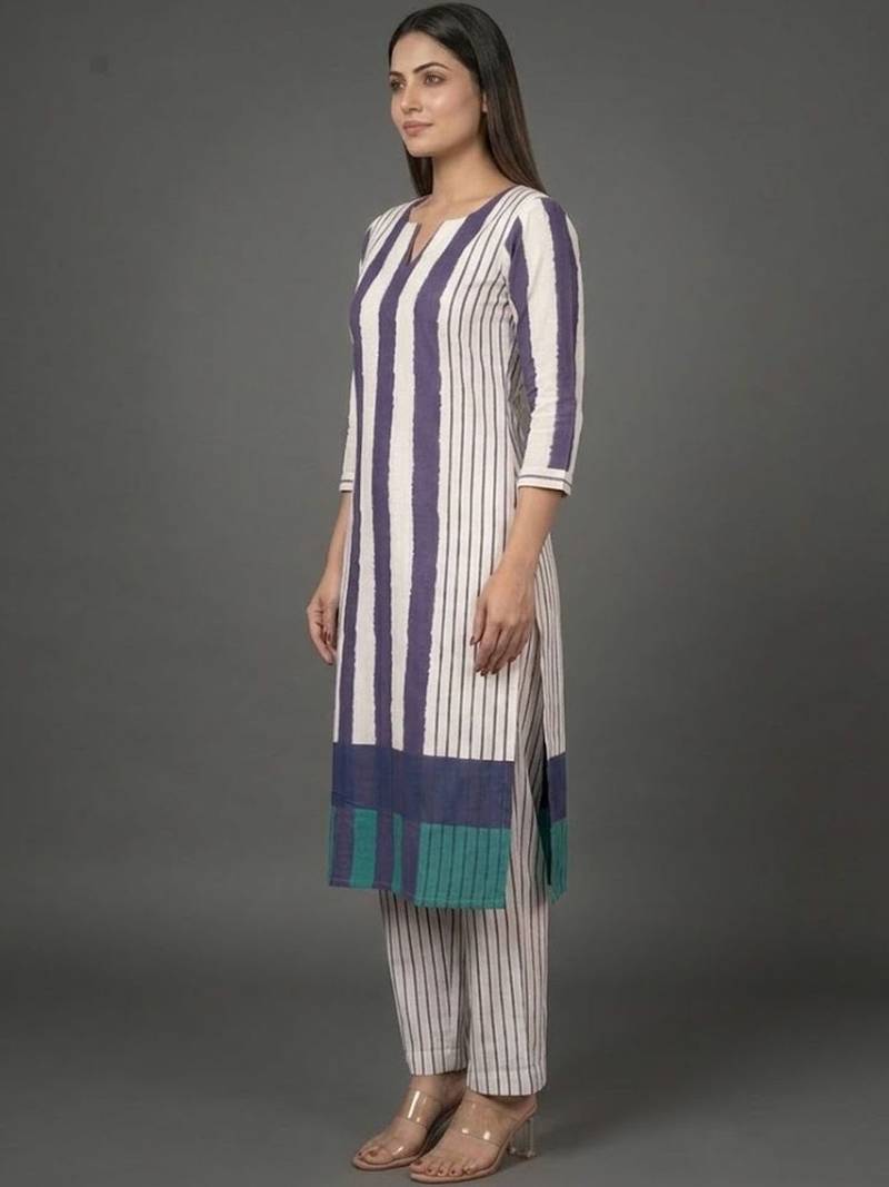 everyday classic women printed regular kurta with trousers